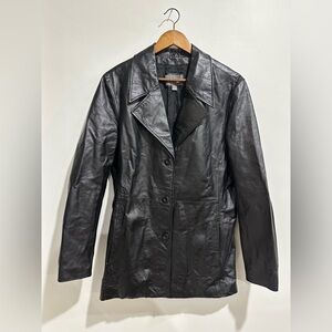 WILSONS‎ LEATHER Black 100% Leather Oversized Jacket Size XL